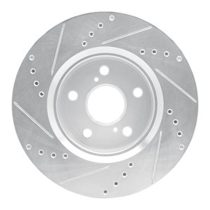 Toyota C-HR Brake Rotor (1) - Front Right - R1 Concepts - Drilled & Slotted - Silver - `18-`22